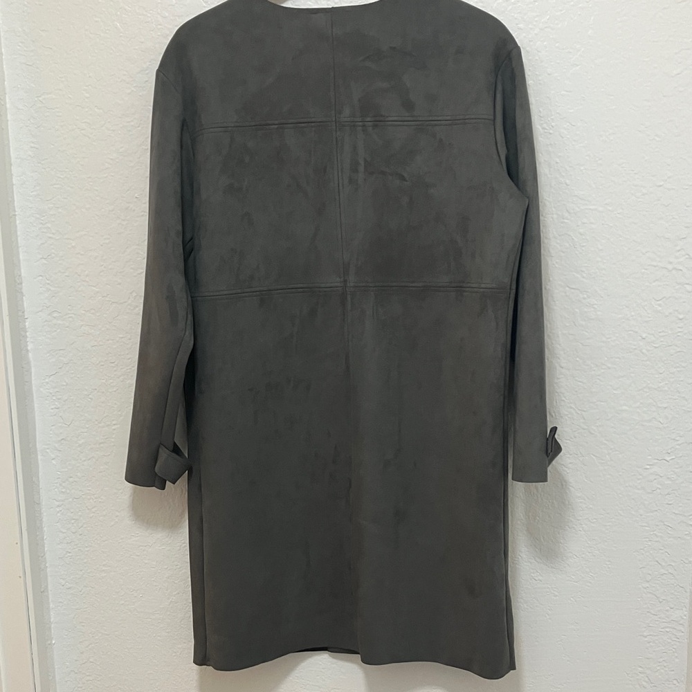 Tahari Charcoal Button-Up Trench Coat - Picture 8 of 8